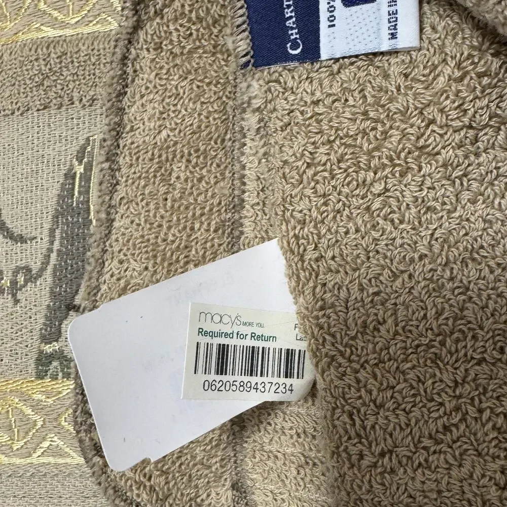 Charter Club 3 Bath Towels 4 Wash Cloth Elephant Safari Egyptian Gold Camel NEW